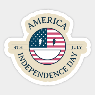 Independence Day. American flag with smile Sticker